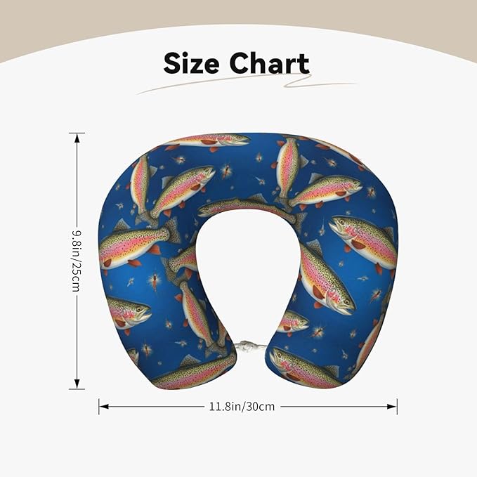 Breathable Neck Pillow for Sleeping Rest Nap Fish On Ombre, Airplanes/Car/Home Memory Foam Travel Cushion with Polyester Cover Washable for Women Men
