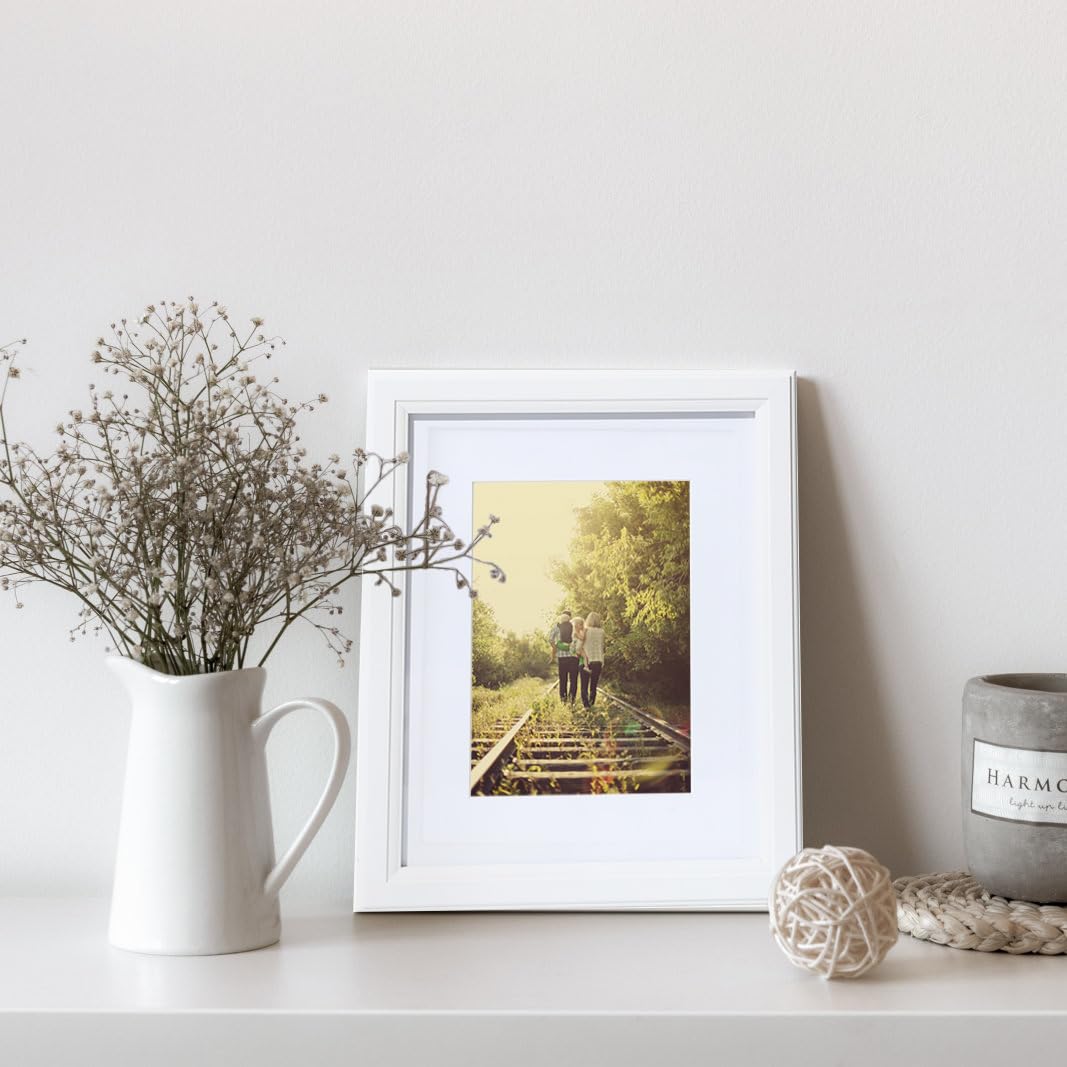 KTKDE 9x12 Wooden Picture Frame,Display Pictures 6x8 with Mat or 9 x 12 Without, Tempered Glass, 9 by 12 White Frames Wall Gallery Photo Frames Poster Frame best gift