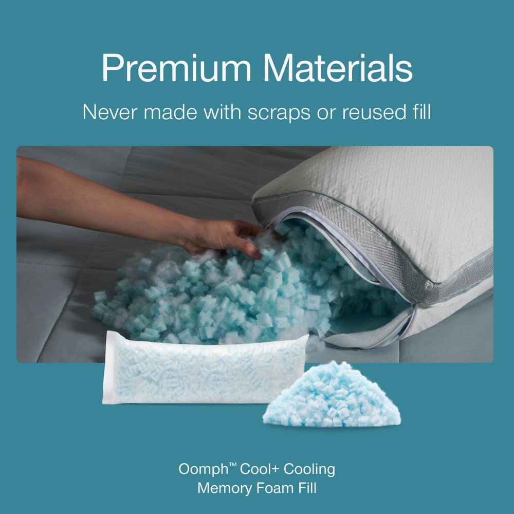 Coop Home Goods Extra Oomph Cool+ Pillow Fill, Gel-Infused, Plus Shaped Memory Foam Filling for More Airflow, Extra Fill Filler for Eden Cool+ Pillows, GREENGUARD Gold & CertiPUR-US Certified