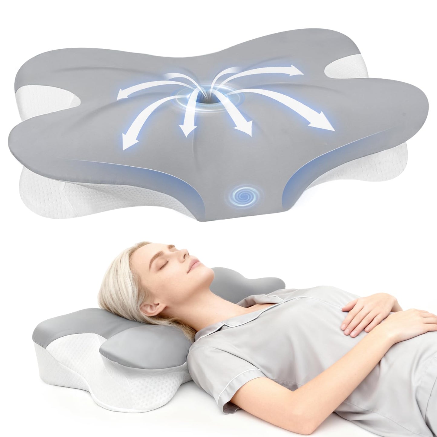 BNXIANG Cervical Neck Pillow for Neck Pain Relief & Sleeping, Ergonomic Contour Neck Support Pillow, Memory Foam Orthopedic Pillow for Side, Back, Stomach Sleepers