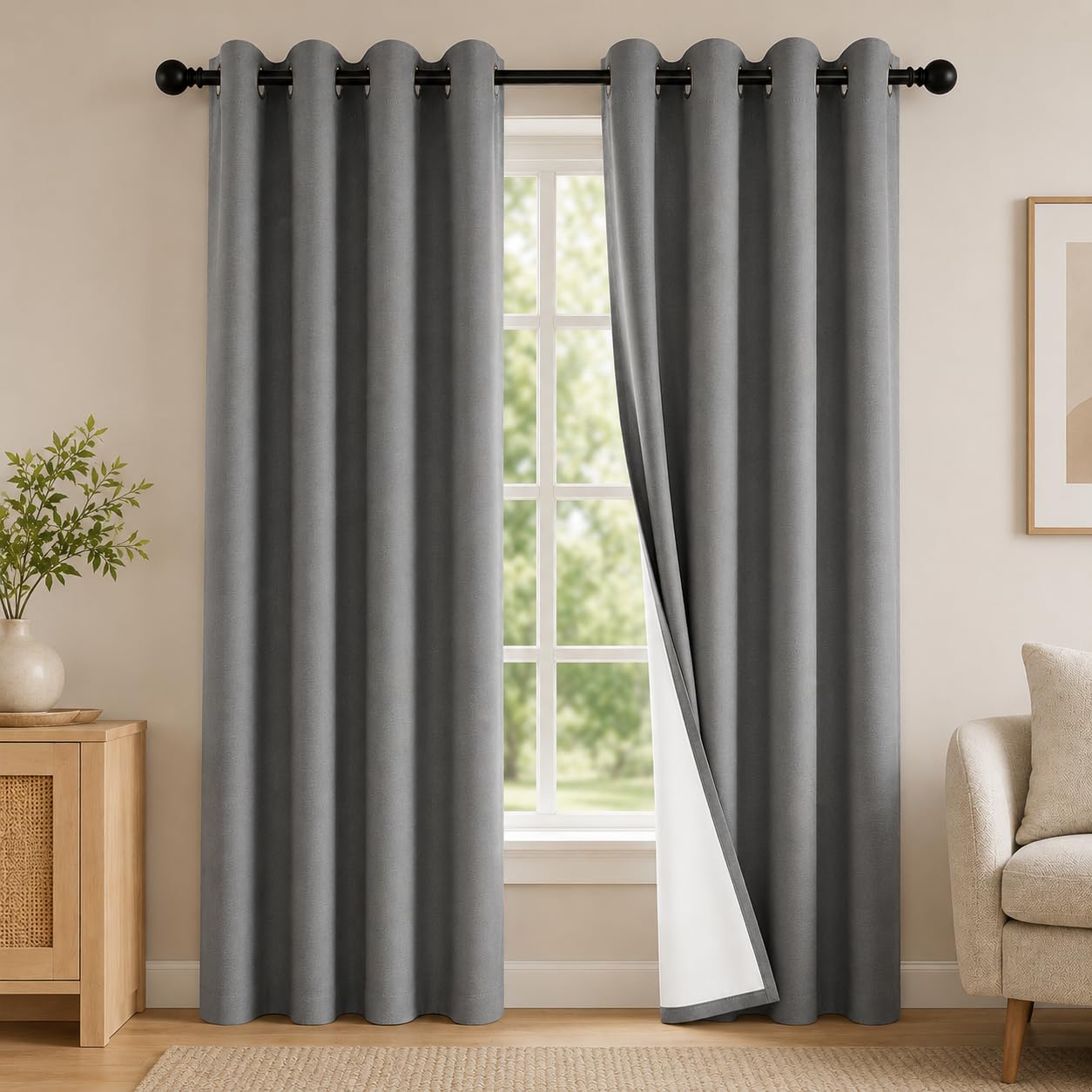 SABALANICA 2 Panels 100% Blackout Curtains, Lightweight Thermal Insulated Grommet Drapes for Bedroom Living Room, Light Blocking Window Treatment, Pack of 2, 54x84 Inches, Charcoal Grey