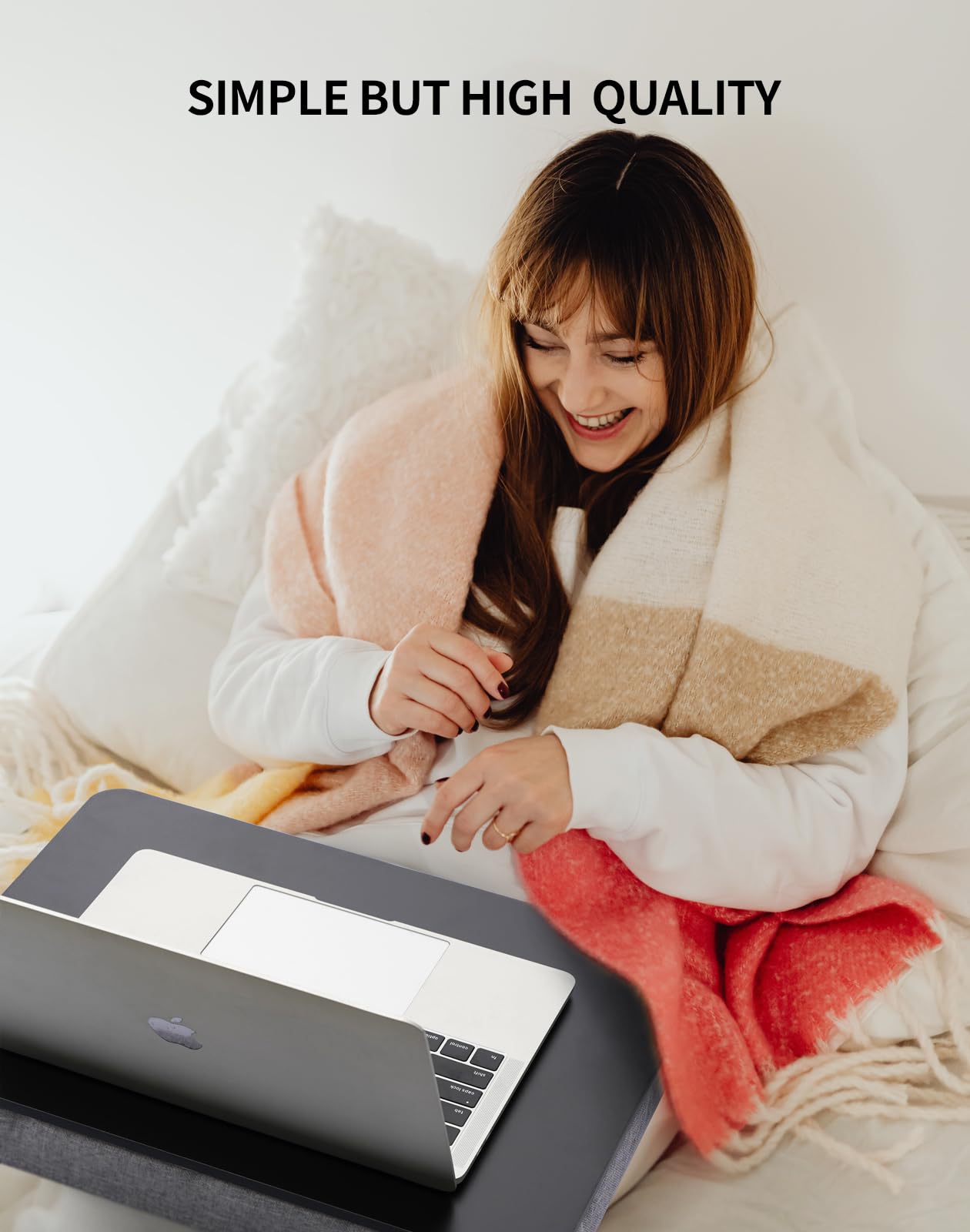 ZEAPTAC Lap Desk with Pillow Cushion, Portable Bed Desk, Fits up to 15.6 inch Laptop, Lap Stand for Bed & Couch & Carpet, Book/Tablet/Drawing Board Stand - Black