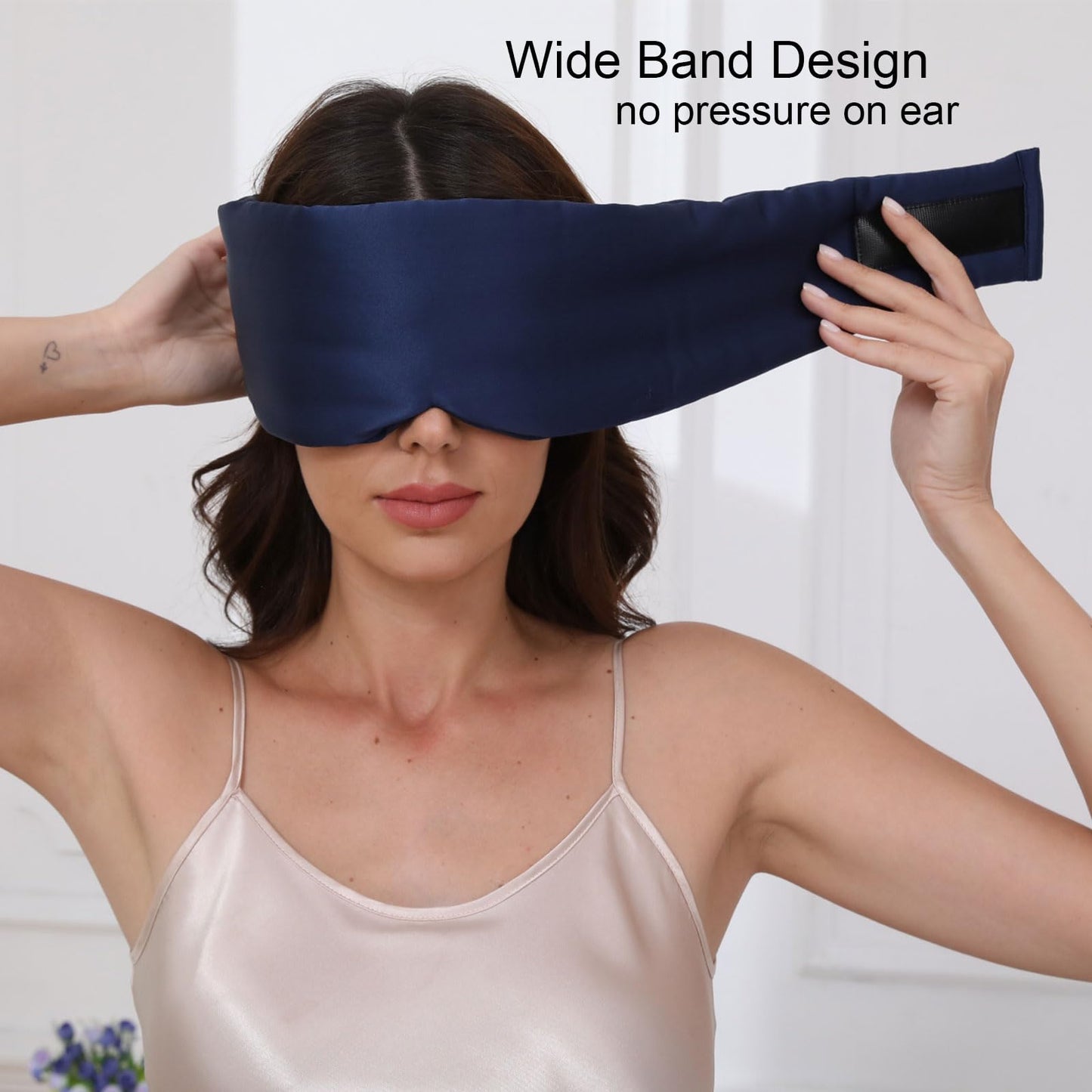 100% Mulberry Silk Sleep Masks for Men, Blackout Eye Mask Sleep Silk for Sleeping Side Sleeper, Eye Covers for Sleeping Adjustable Light Blocking Men Relaxing Gift for Home, Travel, Office, Napping