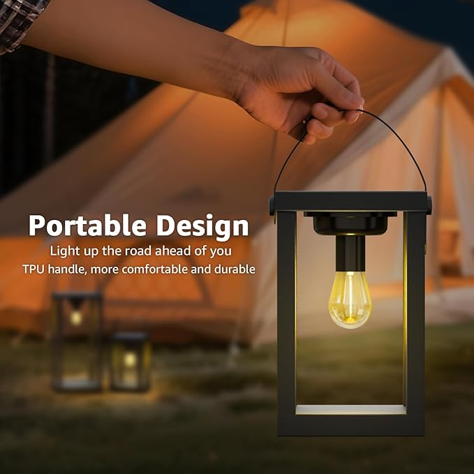 2 Pack Outdoor Lanterns IP44 Cordless LED Lanterns,Rechargeable Portable Table Lamp for Power Outages, Camping & Patio Decor (Large & Small Set)