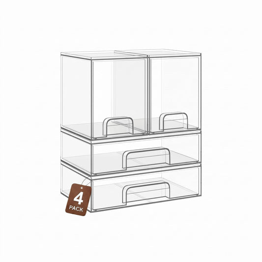 TIPGO Clear Stackable Storage Drawers, Baby Bottle Organizer, Easily-Access Makeup Organizer, Durable Containers for Bathroom Countertop, Cabinet, Pantry and Medicine Organization