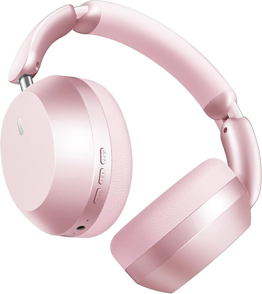 Wentronic Y04 Bluetooth Headphones Active Noise Cancelling Wireless Over Ear Headphones 48 Hours Playtime High Sound Quality Foldable Headphones with Soft Ear Cushion for Travel - Pink