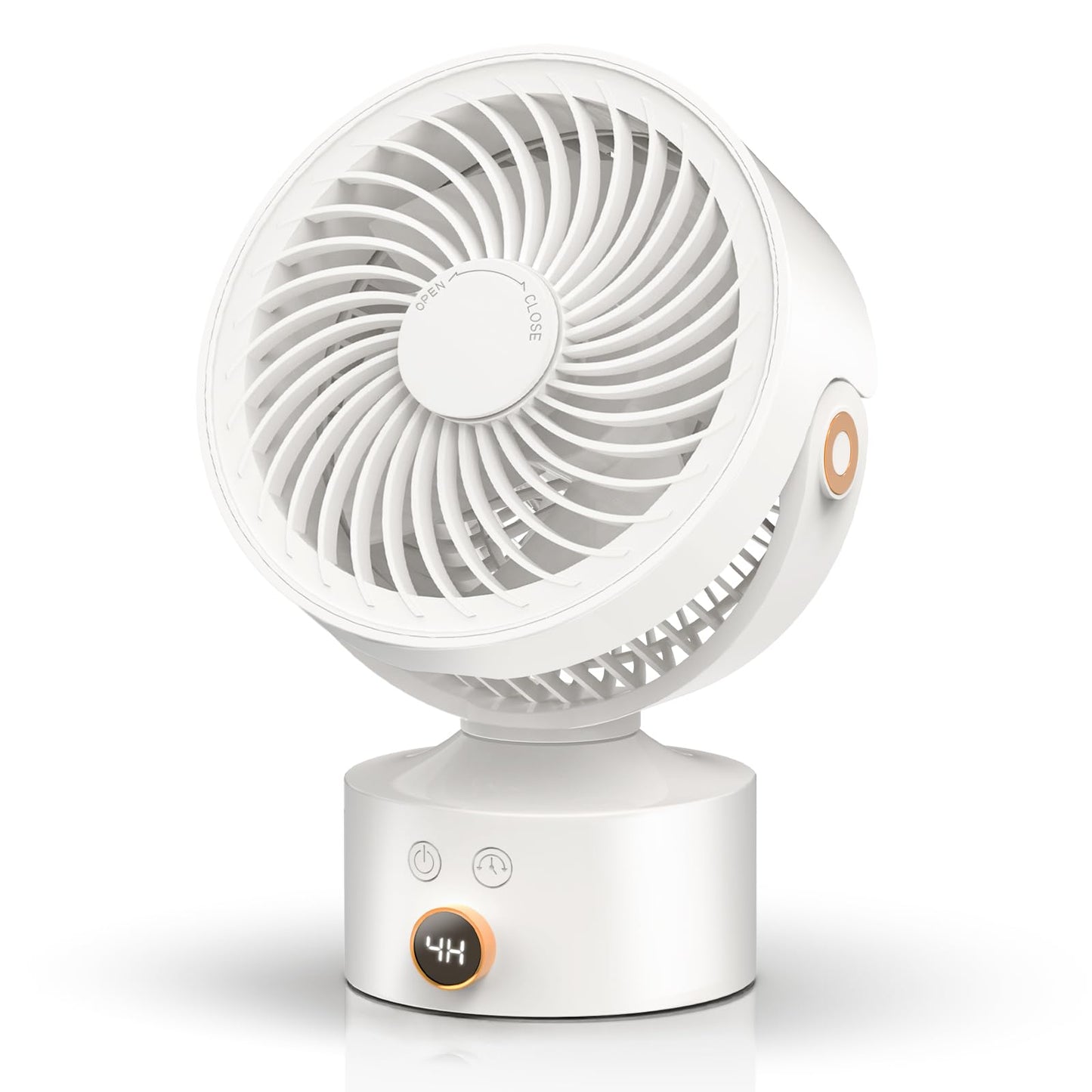 Yincook Desk Fan Small Oscillating for Bedroom, 9 Inch Quiet Desk Fan Air Circulator with 3 Speeds, 4H Timer, Rechargeable Desk Fan for Office/Dorm/Room-White