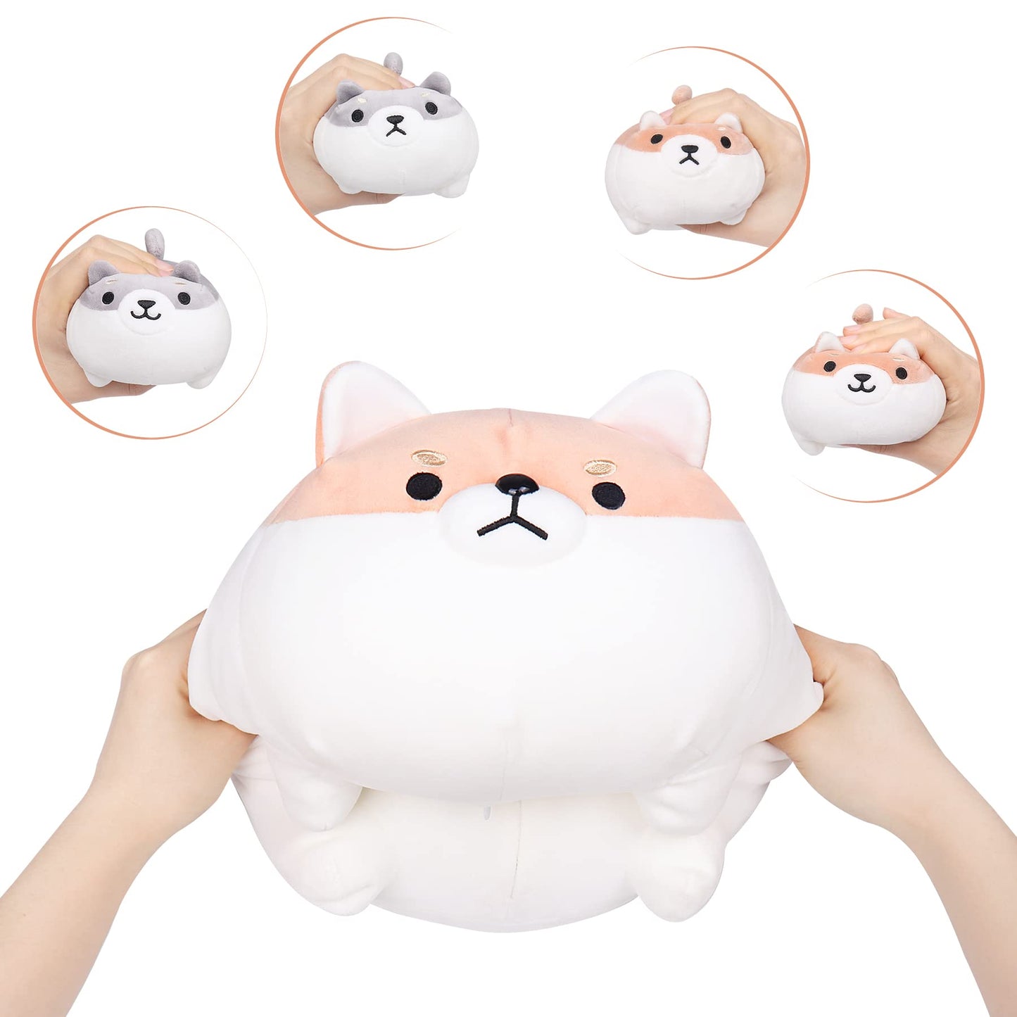 Shiba Inu Plush, 5 PCS Shiba Inu Stuffed Animal Family, 16" Corgi Plushie Cute Soft Plushies Pillow Toy Anime Kawaii Plush Soft Corgi Pillow,Dog Mommy with 4 Puppies Toy Gifts for Boys Girls