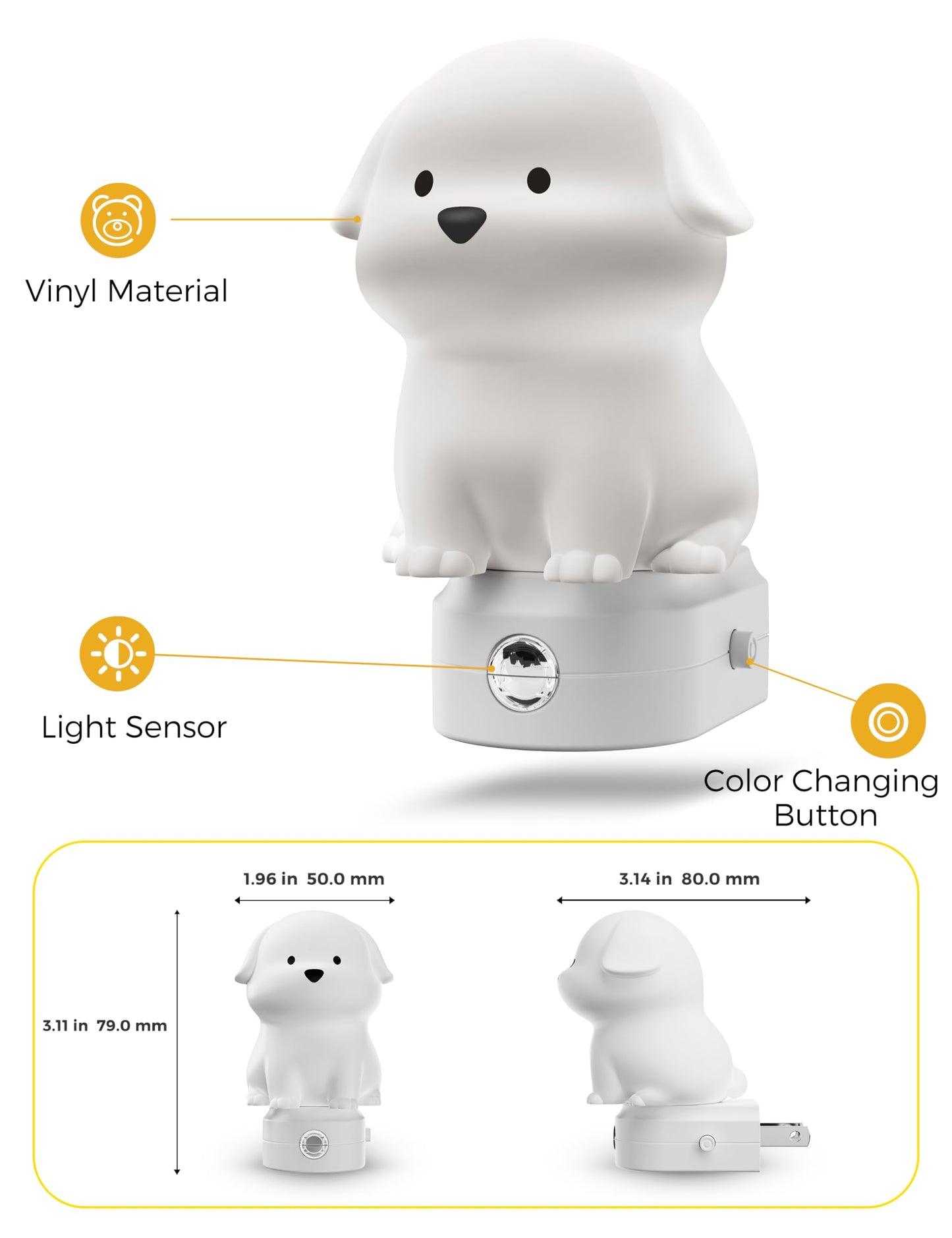 L LOHAS LED 1 Pack Cute Night Light and 1 Pack Dog Night Light