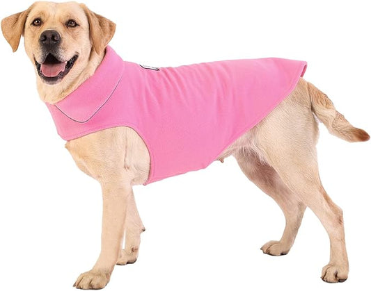 Fleece Dog Coat Winter Pet Jacket Reflective for Cold Weather for Large Medium Small Dogs(Pink,3XL)