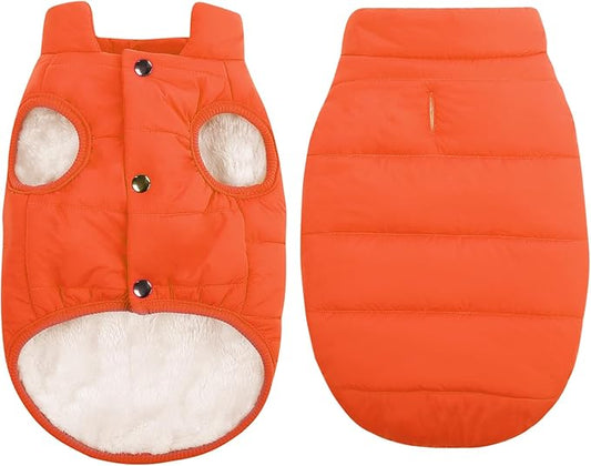 ASENKU Dog Winter Coat - Waterproof Windproof Dog Jacket, Warm Snowproof Doggie Puffer Vest for Cold Weather, Lightweight Snow Coats for Small Medium Large Dogs (Orange, L)
