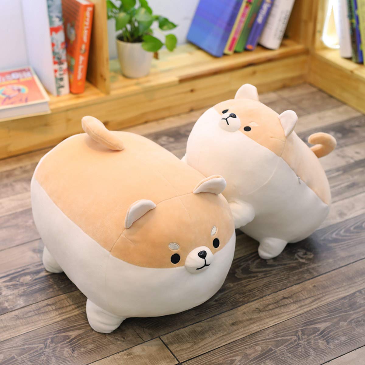 EHOTONG Shiba Inu Dog Plush Pillow, Corgi Stuffed Animal Plush Toy Hug Pillow Gifts for Girl Boy (Brown, 15.7in)
