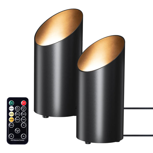 Brightown 2 Pack Uplights Indoor Floor Can Lights with Remote and Timer, 3 Color Temps and Dimmable Uplighting Spotlights for Dark Corner Sofa Plant Picture, 6.5 FT Plug Cord & Foot Switch, Black