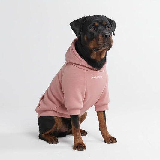 Spark Paws Dog Hoodie – Premium Dog Sweater for Small, Medium, and Large Dogs | Warm Outfits for French Bulldogs, Pitbull, Puppy, Winter Jacket Alternativee - Dusty Pink - 5XL