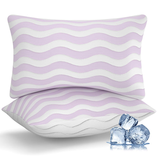 Auranta Pillows Queen Size Set of 2 - Cooling Shredded Memory Foam Bed Pillows for Sleeping, Adjustable Loft for Side, Back, and Stomach Sleepers, Medium Firm Support with Washable Cover, Mauve