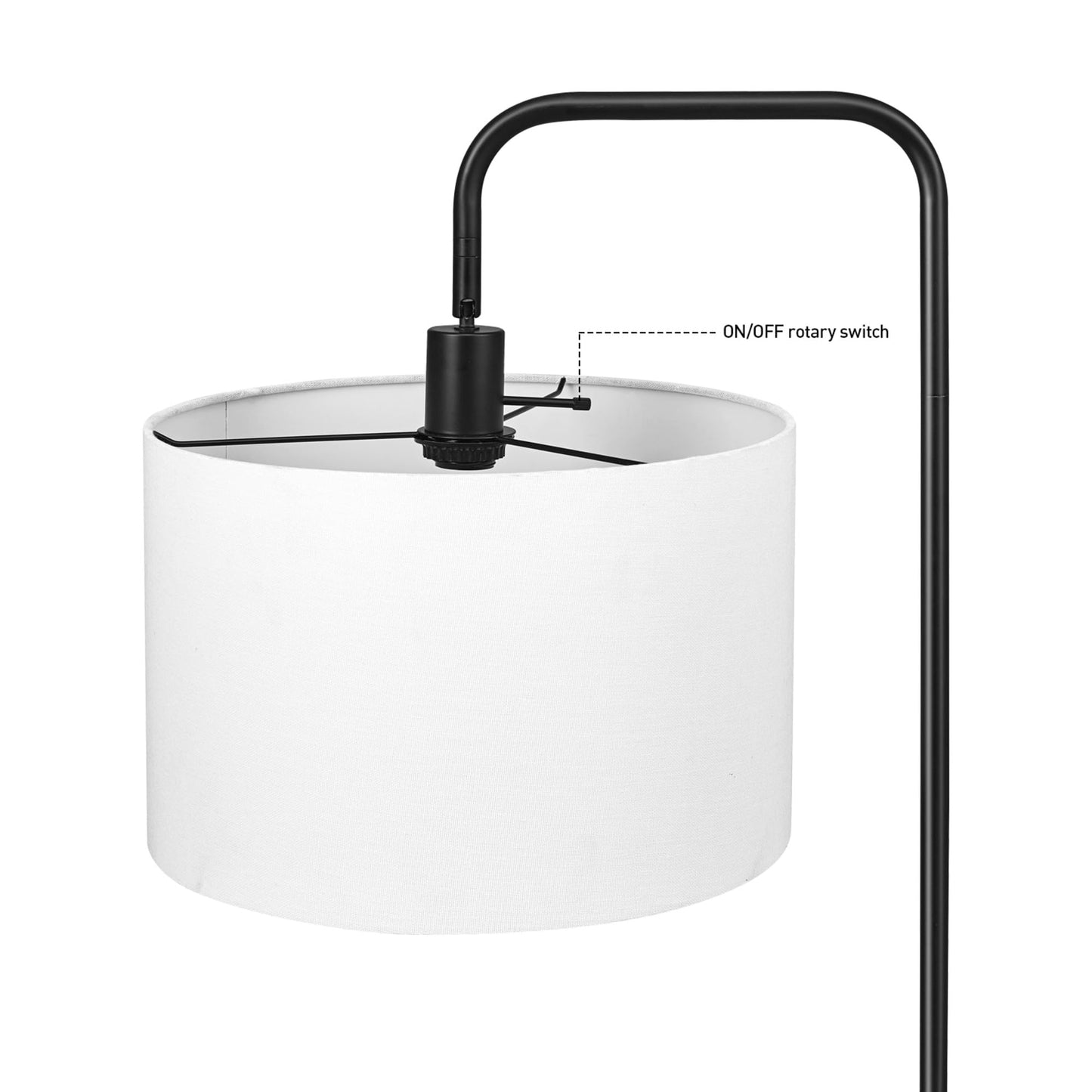 Globe Electric 67065 58" Floor Lamp, Black, Dark Gray Velvet Shade, On/Off Socket Rotary Switch, Living Room Décor, Reading Light, Home Essentials, Bedroom, Office Accessories