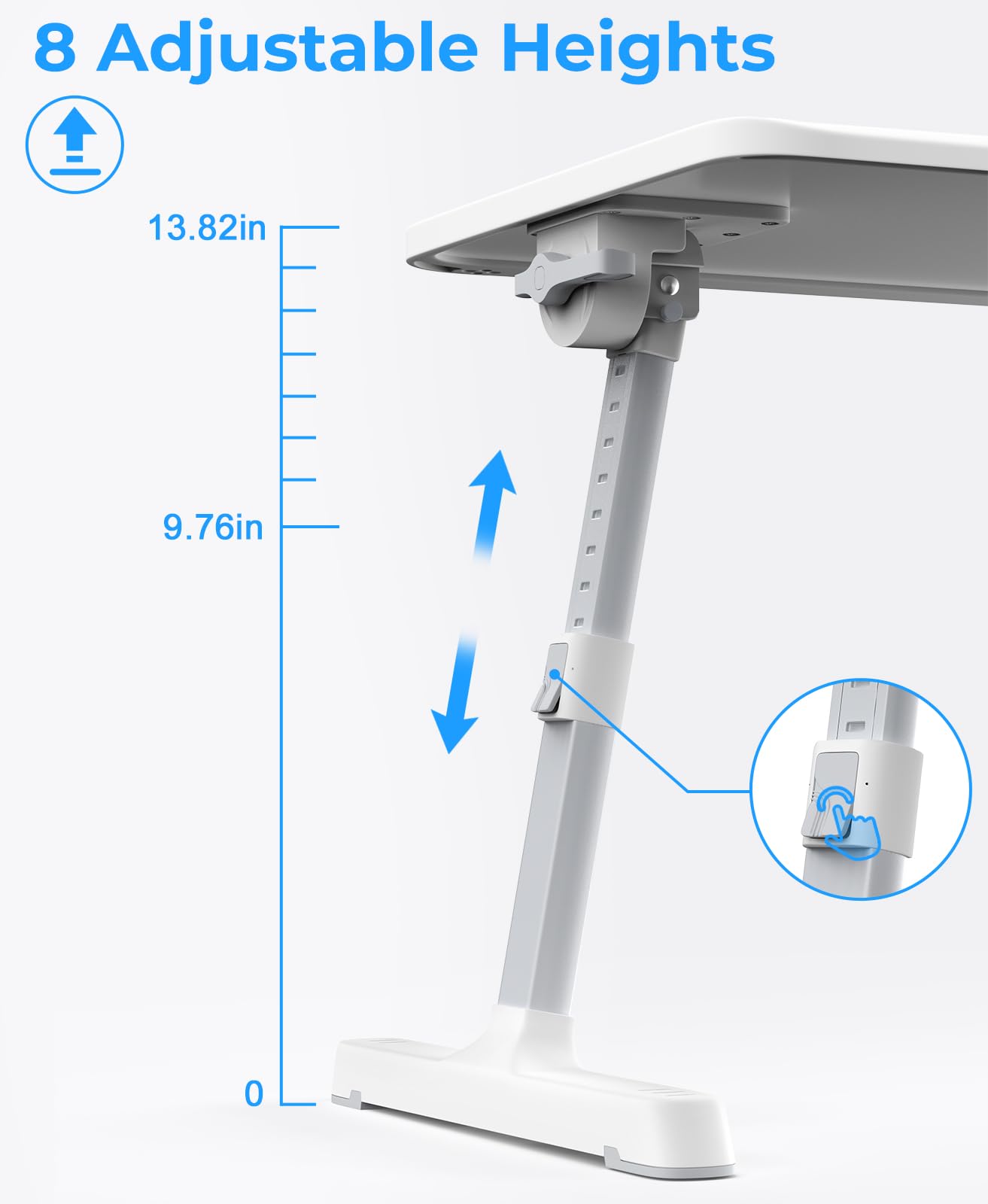 HETTHI Laptop Bed Tray Table, Adjustable Sturdy Laptop Stand for Bed with Premium Materials, Folding Portable Lap Desk with Drawer for Writing Working Reading Eating Couch Floor (Marble, 22.04"×12.2")
