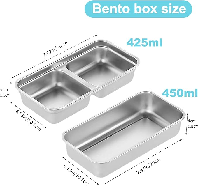 304 Stainless Steel Snack Containers, 100% Leadproof, Grab and Go Snack Containers, Food Grade, for Travel and Outdoor Camping, 1pc Single and 2pcs Double compartment, 3 PCS