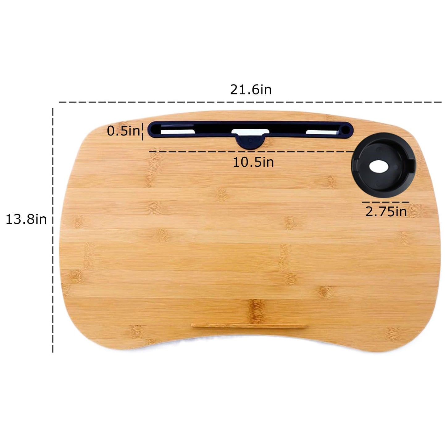 SANJIMO Lap Desk for Laptop with Cushion-Fits up to 18 inch, Bamboo Computer Laptop Stand with Phone Hoder, Cup Holder, Anti-Slip Stopper