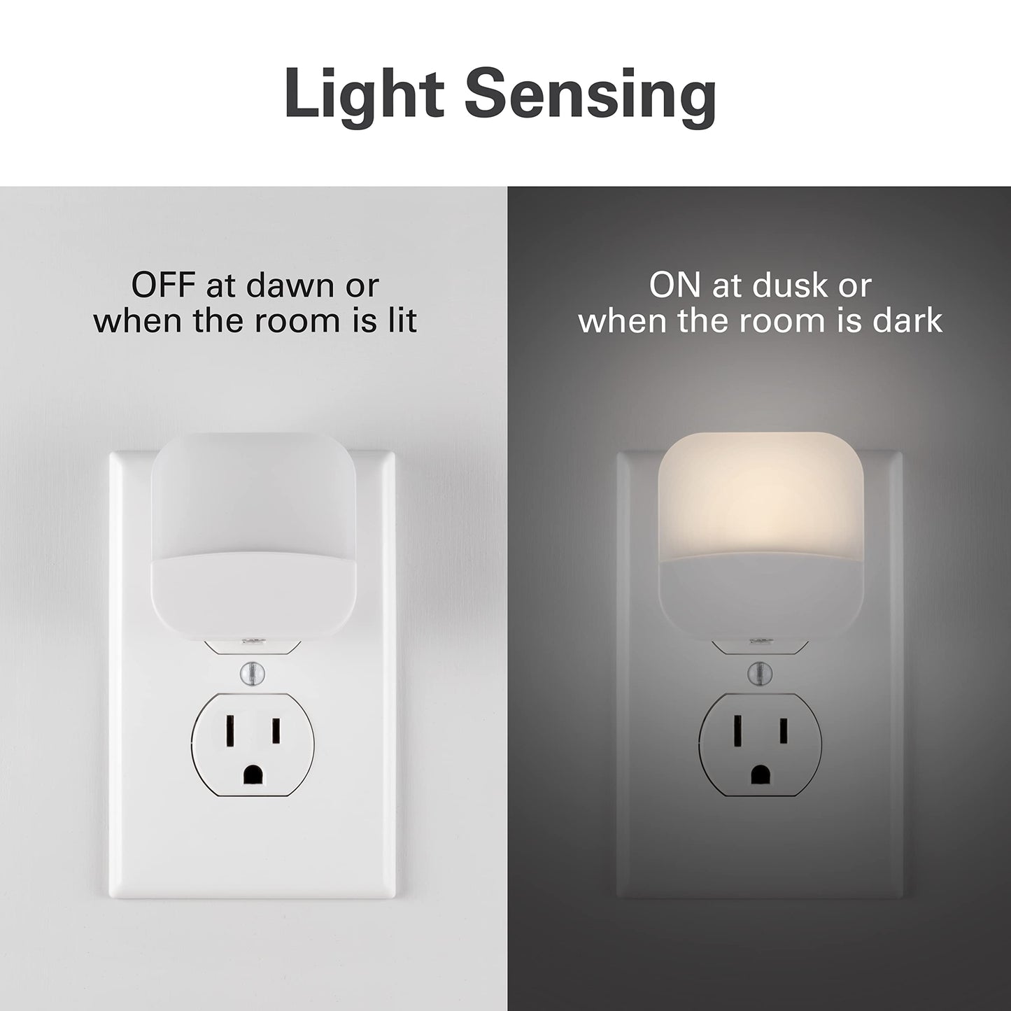 Lights by Night Plug In Night Light Bedroom Decor Apartment Essentials LED Lights Ambient Lighting Dusk to Dawn Sensor Nightlight Bathroom, Square 6 pack