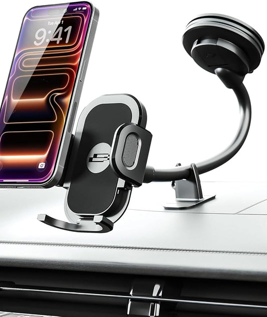 Bracketron Cell Phone Holders for Your Car, 7.5" Flexible Gooseneck Phone Holder for Car Dashboard & Windshield, One-Hand Release TripGrip 2.0 Car Phone Holder Mount Compatible with iPhone and Samsung