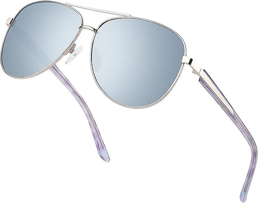BIRCEN Polarized Aviator Sunglasses for Women : UV Protection Acetate Square Sunglass With Retro Classic Style