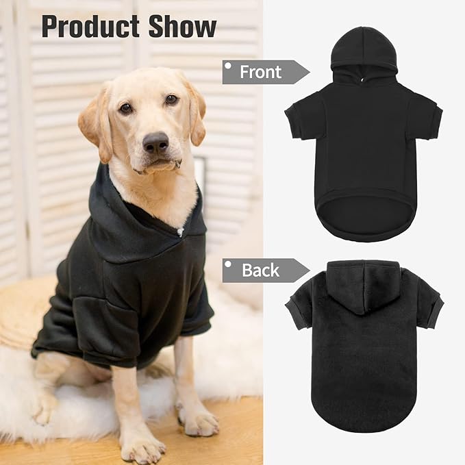 BINGPET Dog Hoodie, Fleece Lined Fall Cold Winter Soft Warm Puppy Sweatshirt with Leash Hole, Dog Sweaters Outfit,Pullover Puppy Hoodie for Small Medium Large Dogs Cats