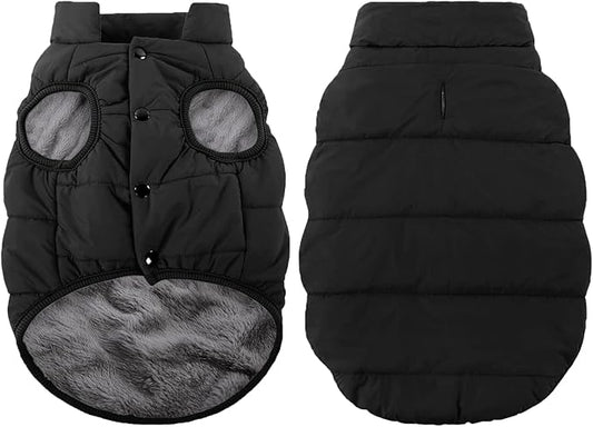 ASENKU Windproof Dog Winter Coat Waterproof Fleece Jacket Cold Weather Pet Apparel for Small Medium Large Dogs (Black, S)