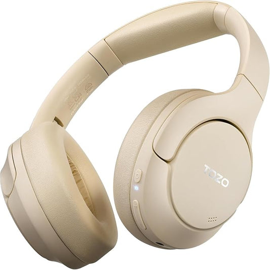 TOZO Hybrid Noise Cancelling Headphones, 90H Playtime Wireless Over Ear Bluetooth Headset, Spatial Audio AI Chat with 5 Mics, Supports Dual Connection and USB-C Input, with 32 EQ Music Modes