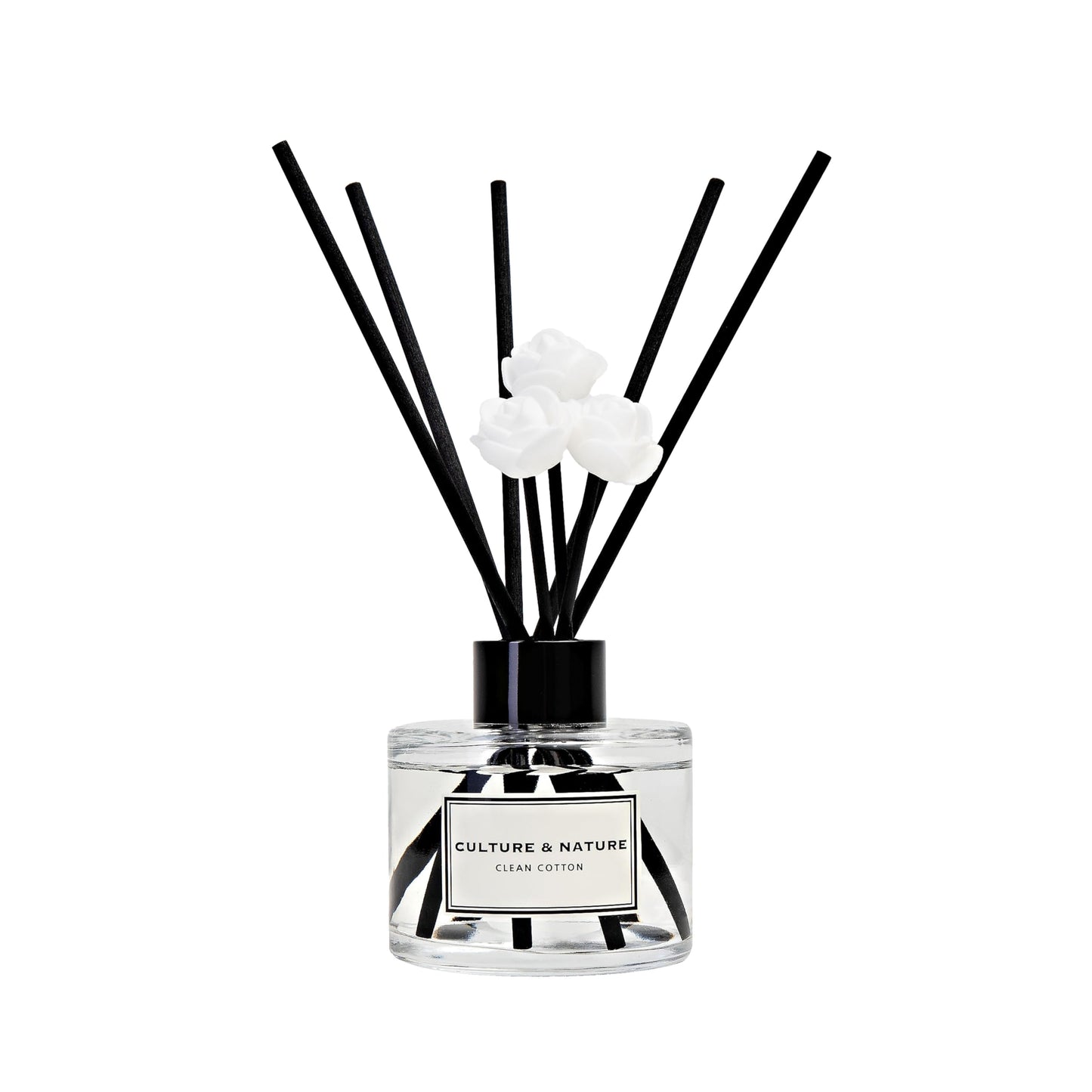 CULTURE & NATURE Reed Diffuser Set 4oz (120ml) Clean Cotton Scented Diffuser with Sticks Home Fragrance Reed Diffuser for Bathroom Shelf Decor