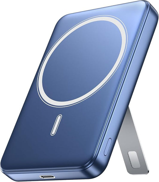 for Magsafe Portable Charger, 10000mAh Wireless Power Bank with Stand, USB C PD 20W Fast Charging Powerbank, Magnetic Battery Pack Compatible for iPhone 17/16/15/14/13/12 Series - Marine Blue