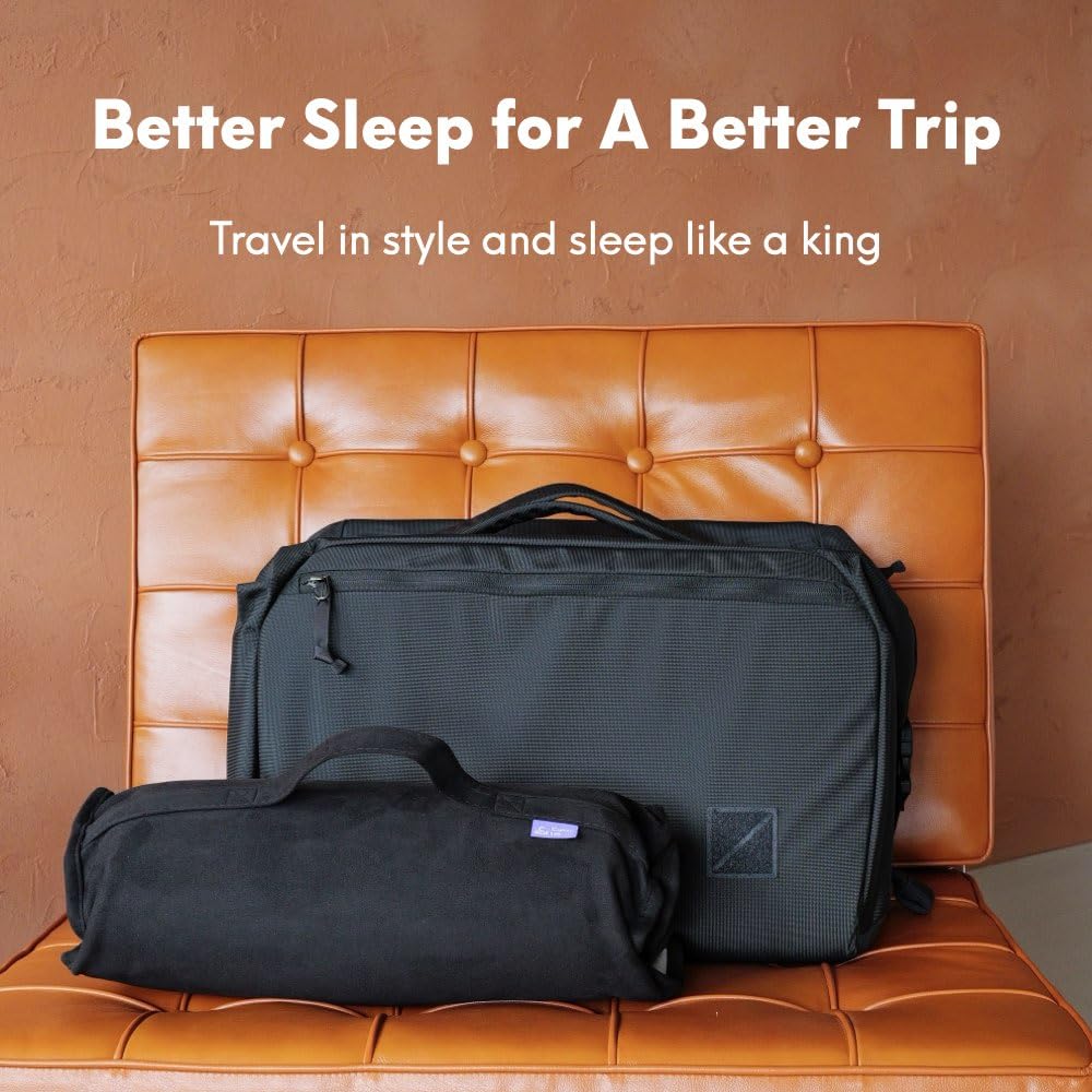 Cushion Lab Travel Deep Sleep Pillow – Compact Memory Foam Neck Pillow for Sleeping, Portable Pillow for Hotels, Camping, Side & Back Sleepers, On-the-Go – Black