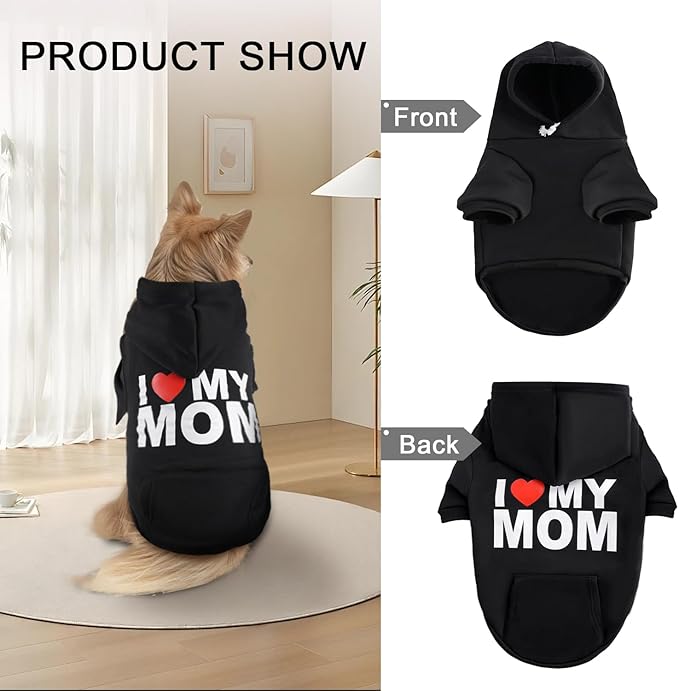 BAOBICUTE Dog Basic Hoodie Soft Dog Clothes Cold Weather Sweaters for Medium Large Dogs Cozy Fabric Warm Sweatshirt with Leash Hole (I Love My DAD, XL (Back: 24.2",Chest: 34.2"))