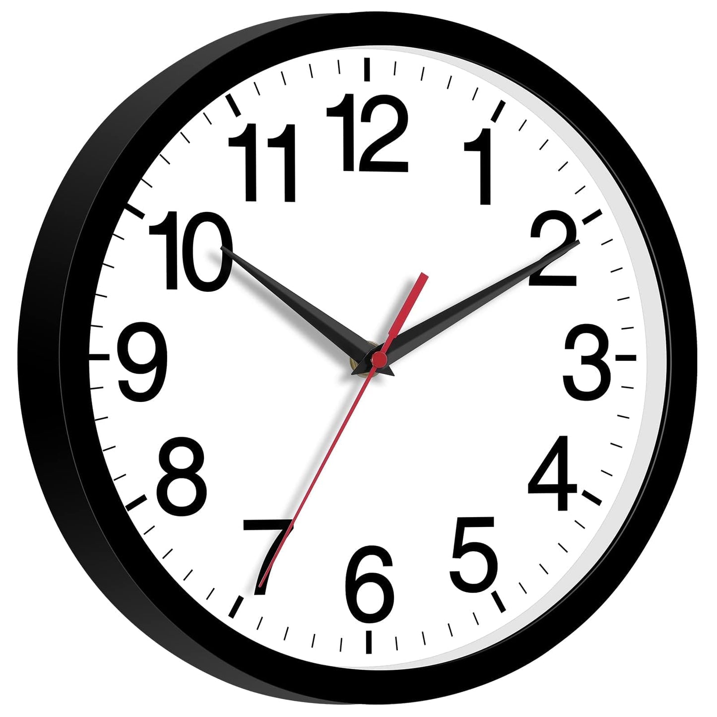 Rohioue Wall Clock Modern 10 Inch Black Battery Operated Silent Non Ticking Analog for Living Room Office Home Bedroom Kitchen Bathroom