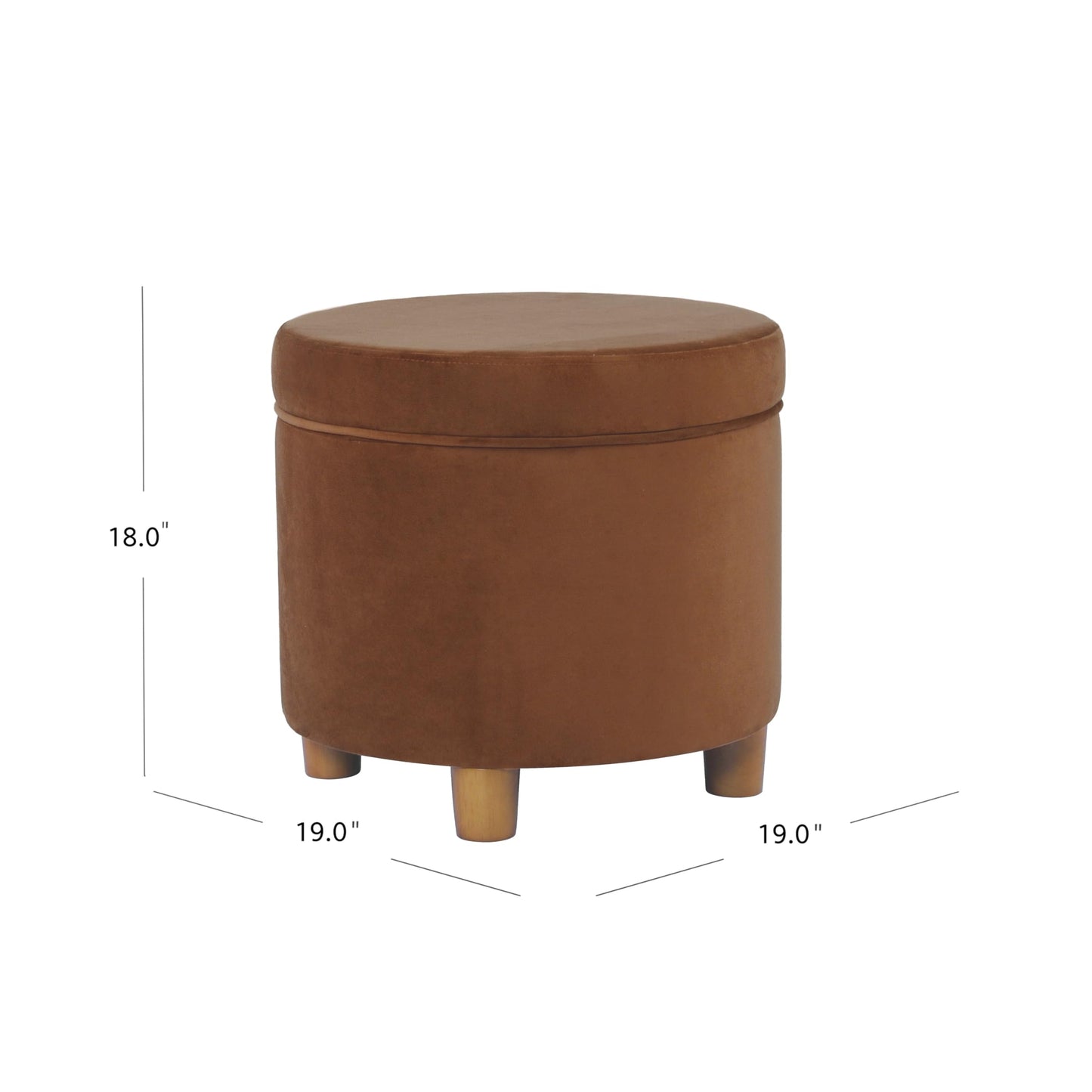 HomePop Home Decor | Upholstered Round Storage Ottoman | Ottoman with Storage for Living Room & Bedroom, Spice Orange Velvet Large