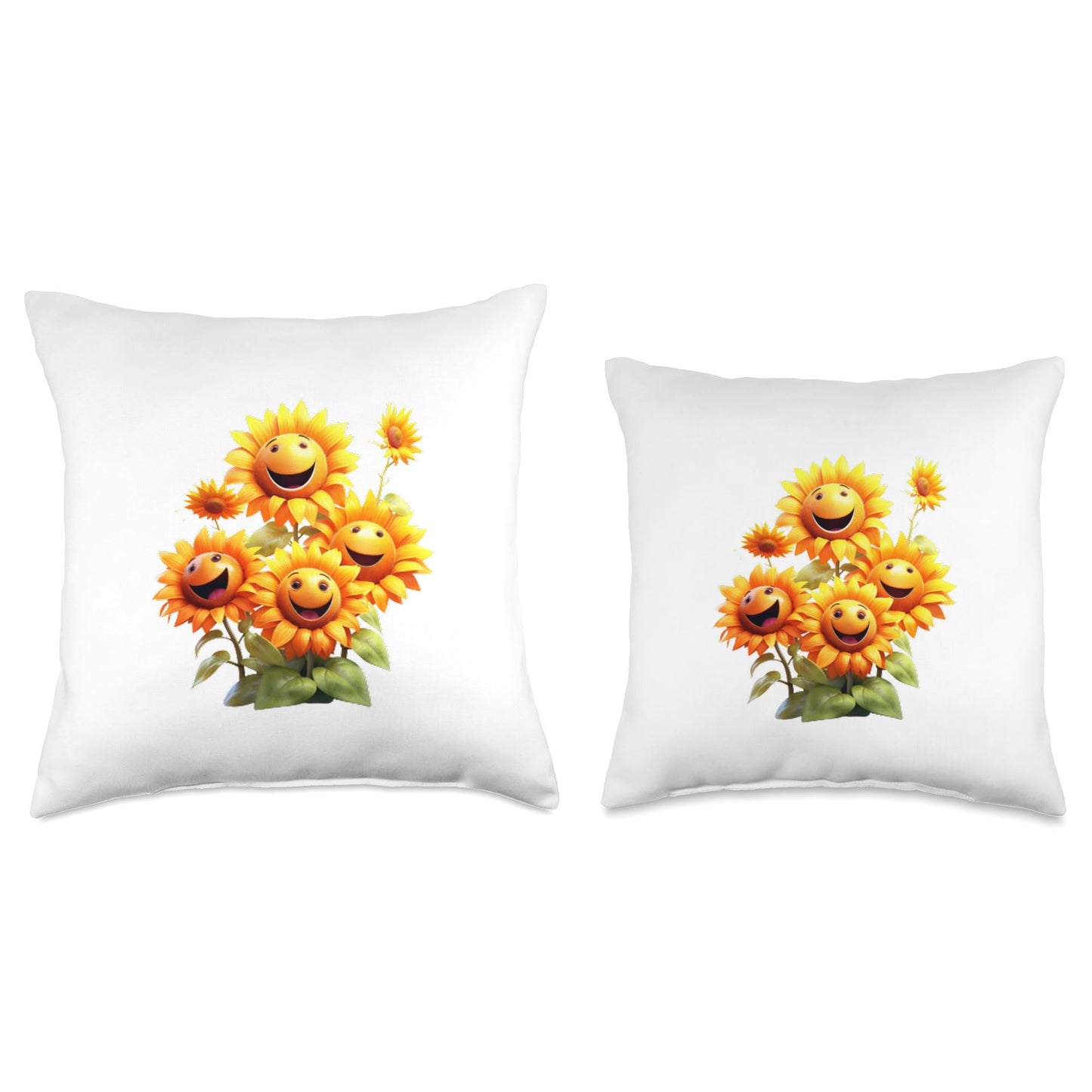 Flowerpower Bouquet of Flowers Silly Floral Gifts Happy Sunflower Bouquet Crazy Sun Flower Bloom Summer Time Throw Pillow, 18x18, Multicolor