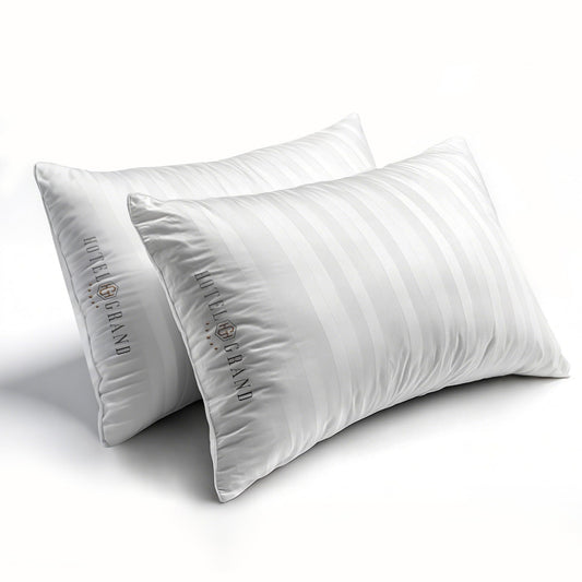Hotel Grand Bed Pillows King Size Set of 2 Packs - 500 Thread Count 100% Cotton Medium Firm Hypoallergenic Feather Down Pillows Machine Washable Pillow for Back, Stomach or Side Sleepers, 20"x36"