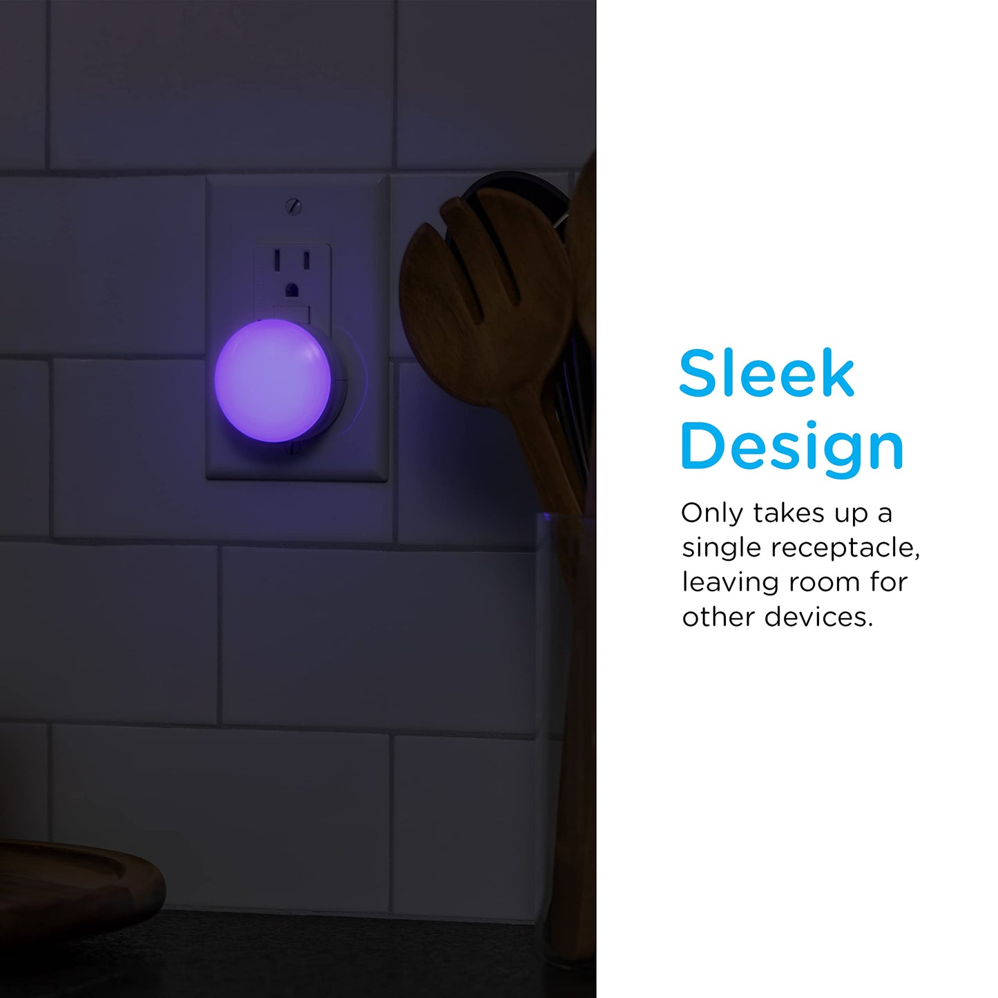 Lights by Night Color Changing Mini LED Night Light, Plug-in, Dusk to Dawn Sensor, Compact, 3 Modes, Ambient Lighting, for Kids or Adults, Bedroom, Bathroom, Nursery, Hallway, 4 Pack, 72961