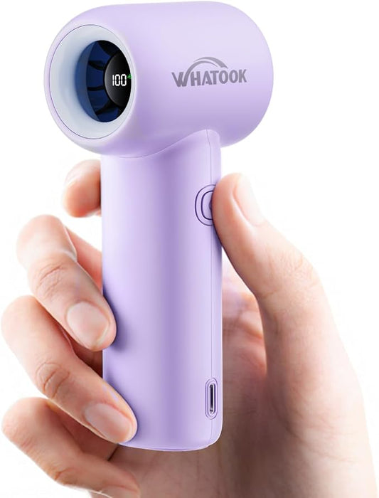 WHATOOK Mini Pocket Fan Portable Handheld Fans,3000mah Small Rechargeable Turbo Personal Fan Travel Essential Outdoor Activities Beach Vacations Camping Gifts for Women face makeup skincare（Purple）