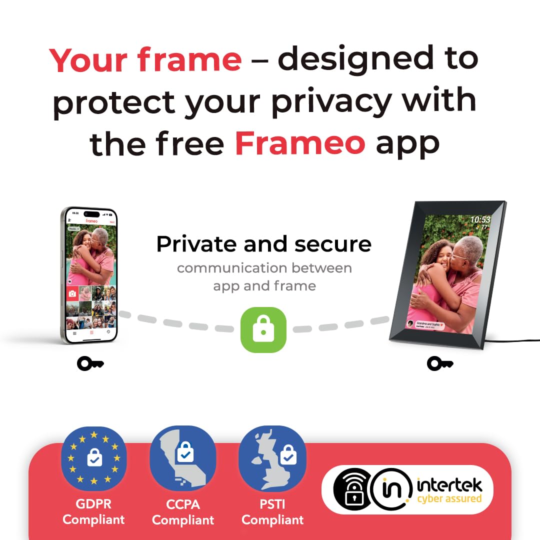 Frameo Digital Picture Frame, 10.1'' Frameo Digital Frame Wifi, 32GB, 1280*800 HD Touch Screen Digital Photo Frame, Wall Mountable, Auto-Rotate, Share Instantly, Wedding, Birthday Gifts for Women, Mom