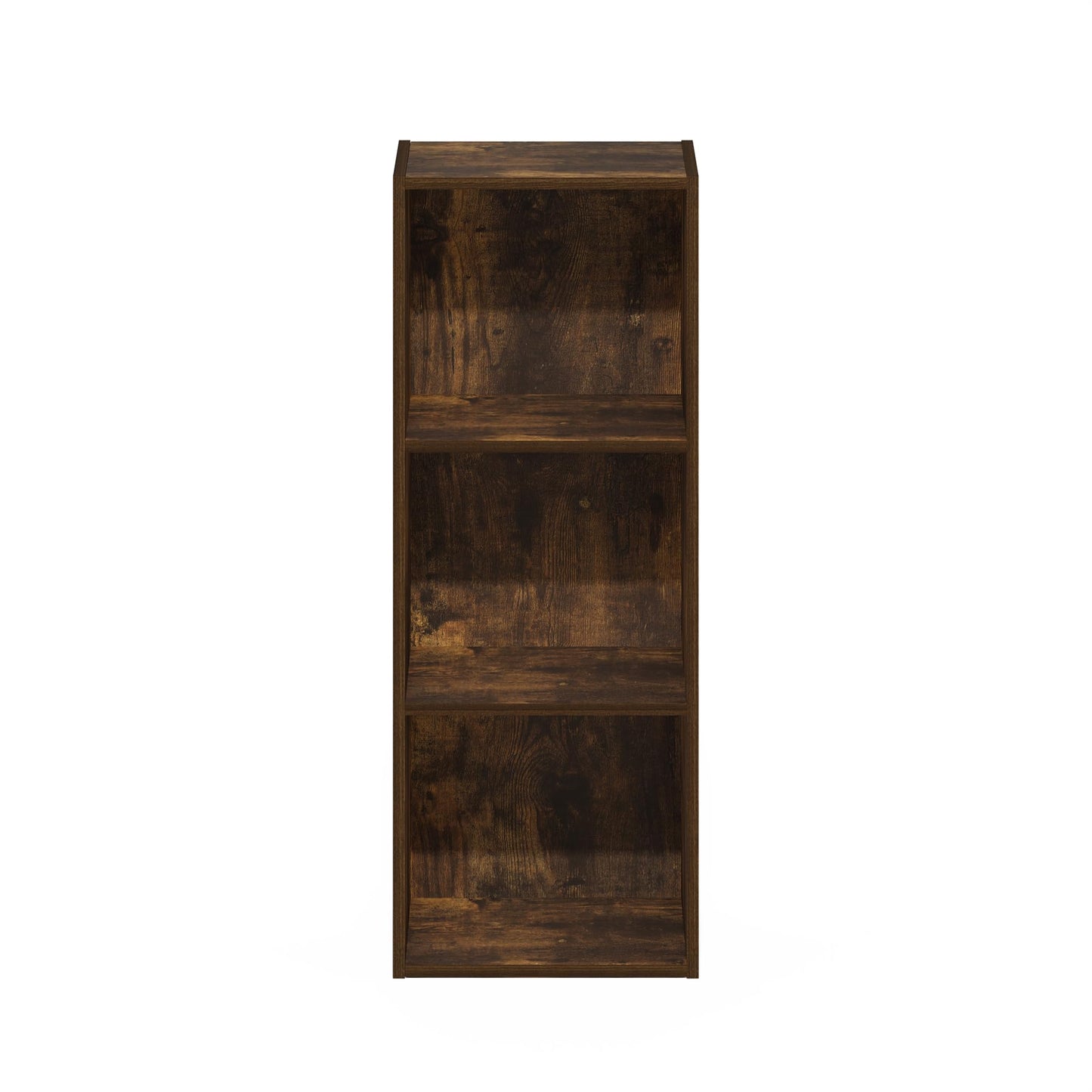 Furinno LUDER Book Shelf, 3-Cube Bookshelf, Bookcase with Open Shelves, 9.3 x 12 x 31.5, Easy Assembly, for Living Room, Bedroom, Home Office, Amber Pine