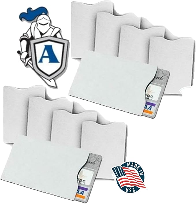 RFID Blocking Sleeves Credit Card Protector 100% MADE IN USA - Anti-theft for Travel wallet, purse. ArmorShield Your Identity (10PAK)