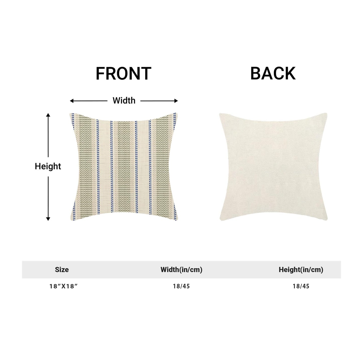 Sorktse Sage Green Blue Pillow Covers 18 x 18 Inch Set of 2 Abstract Boho Throw Pillows Beige Polka Dots Striped Decorative Outdoor Pillowcase Linen Cushion Cases for Home Bed Sofa Couch