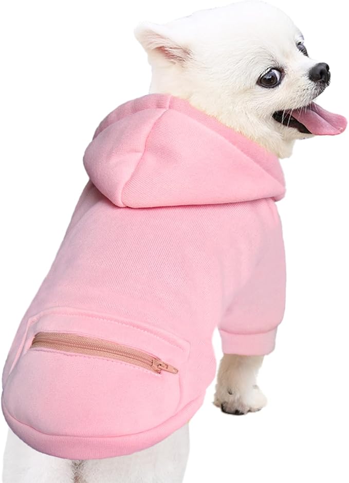 Jecikelon Pet Dog Cold Weather Coat with Pocket Winter Dog Hoodie Warm Puppy Clothes for Small Dogs Chihuahua Clothing (Pink2, X-Small)