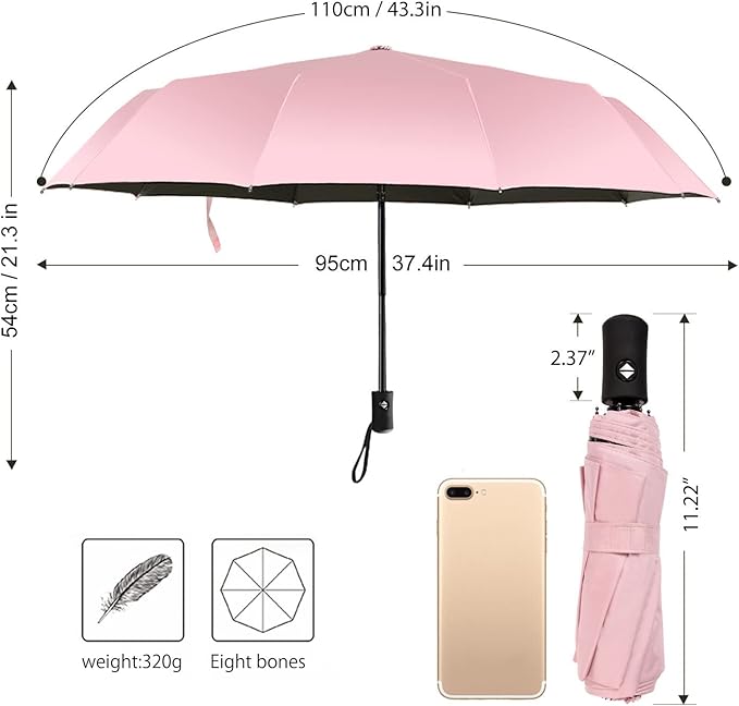 Shinok Travel Umbrella Compact Folding Sun Umbrellas Lighweight Auto Open Close for Women Parasol