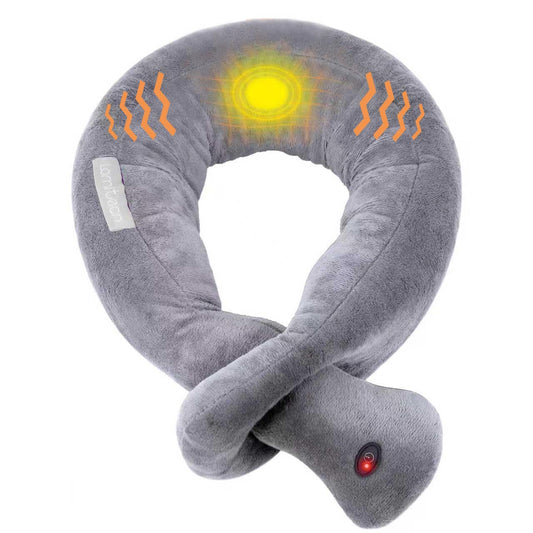 lomitech Travel Pillows,Wireless Airplane Massage Pillow Neck Support with 3 Vibration Modes,Vibration Wrap Neck Massage,Battery Operated Adjustable Pillow for Neck Pain Relief