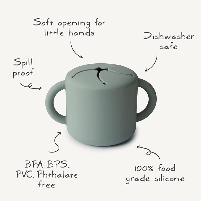 mushie Silicone Snack Cup | Spill Proof Food Container for Toddler and Baby (Cloudy Mauve)