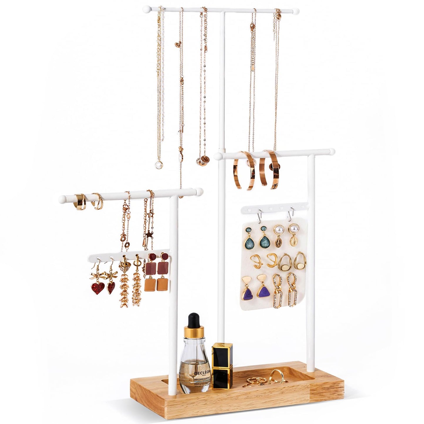 ProCase Jewelry Organizer Stand Necklace Holder Bundle with 3 Tier Height Adjustable Necklace Holder