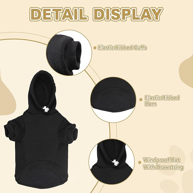Dog Sweaters for Small Dogs,Dog Hoodie Fleece Pet Sweater Soft Clothes Sweatshirt with Pocket Pet Hoodie for Small Dogs Puppy Sweater(Black&XS)