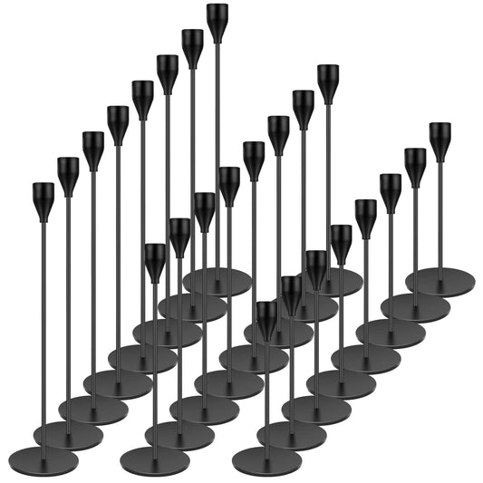 Black Candlestick Holder Set of 24 for Taper Candles, Decorative Candle Holders Bulk Candle Stick Holders Taper Candle Holders for Table Centerpiece Wedding Dinning Party Anniversary Home Decor